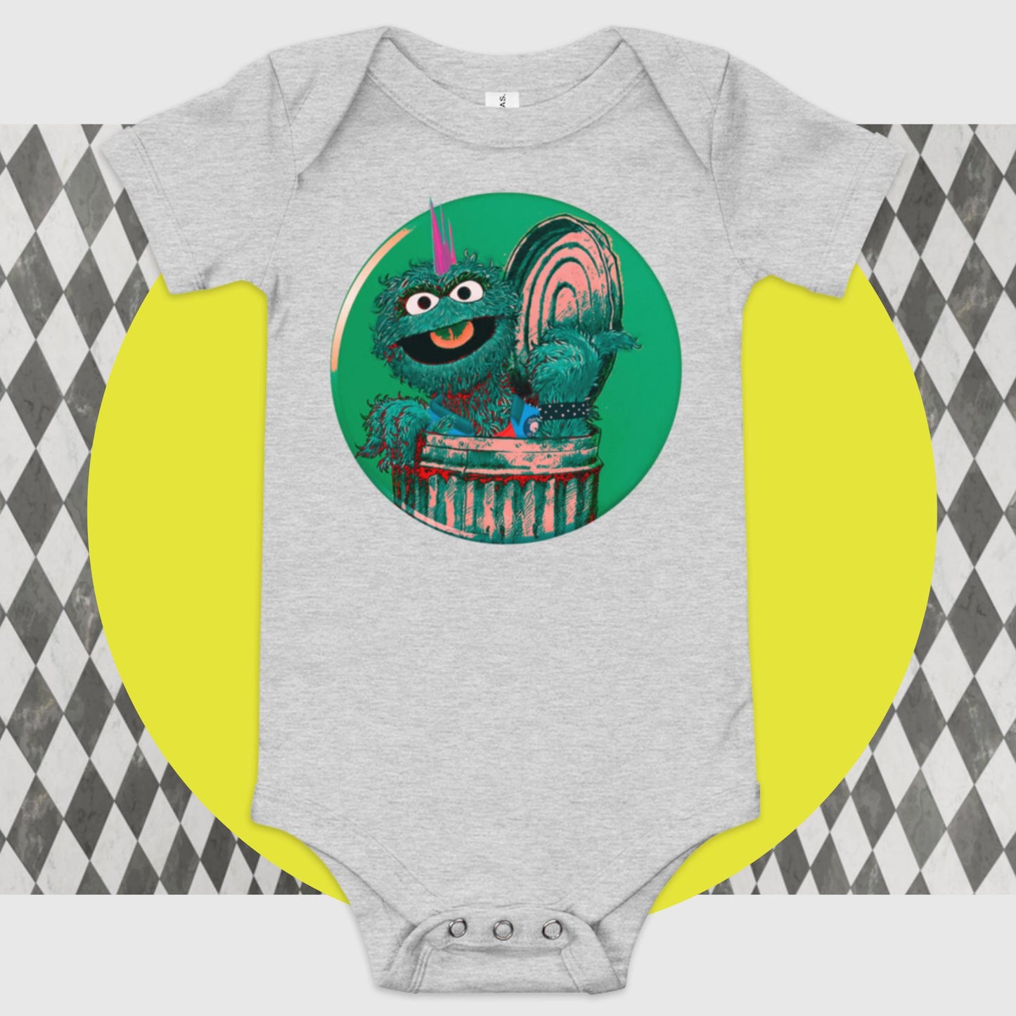 Oscar the Punk Poppa JoNo Creations baby short sleeve one piece