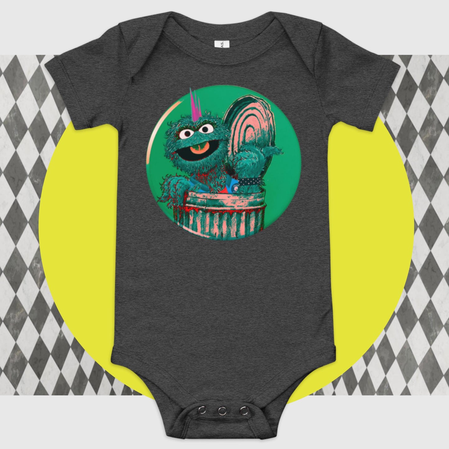Oscar the Punk Poppa JoNo Creations baby short sleeve one piece