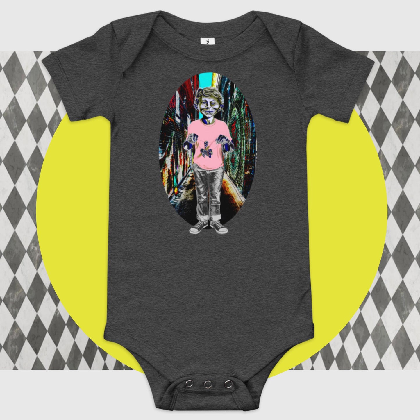 Mad Hears Poppa JoNo Creations baby short sleeve one piece