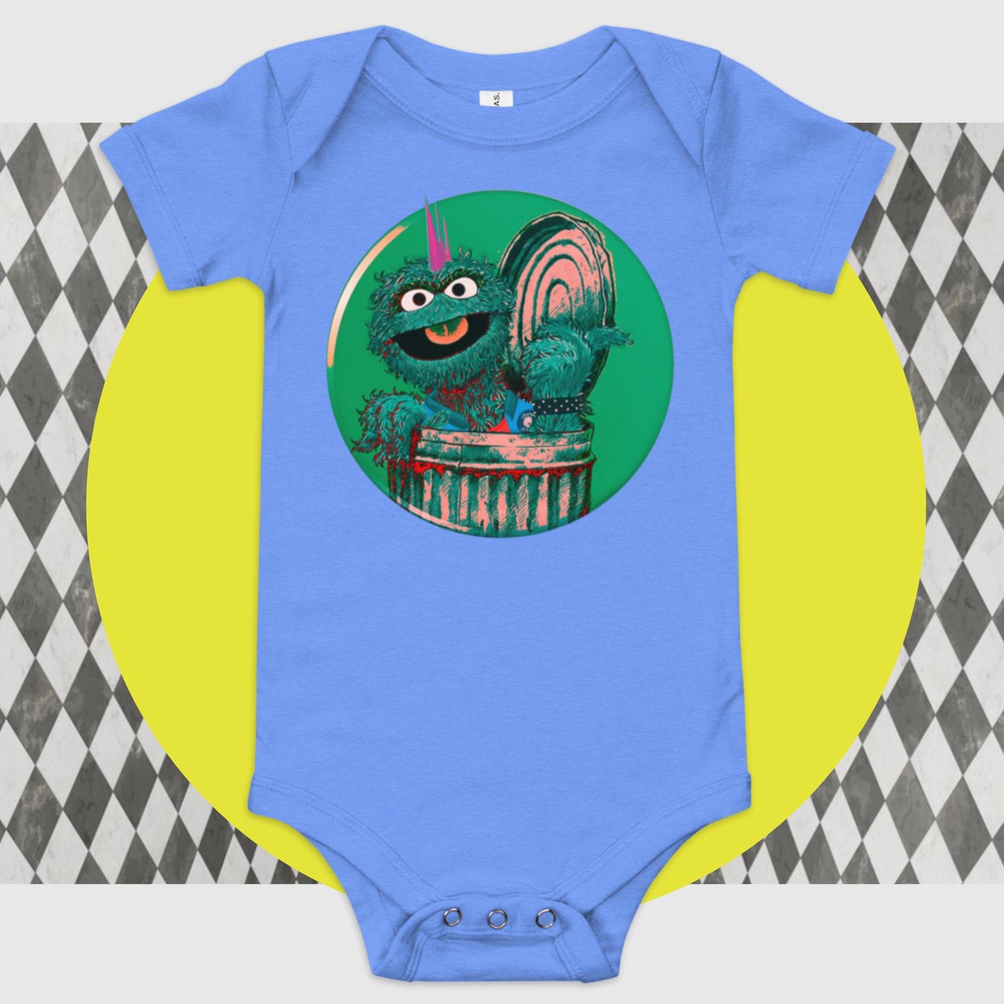 Oscar the Punk Poppa JoNo Creations baby short sleeve one piece