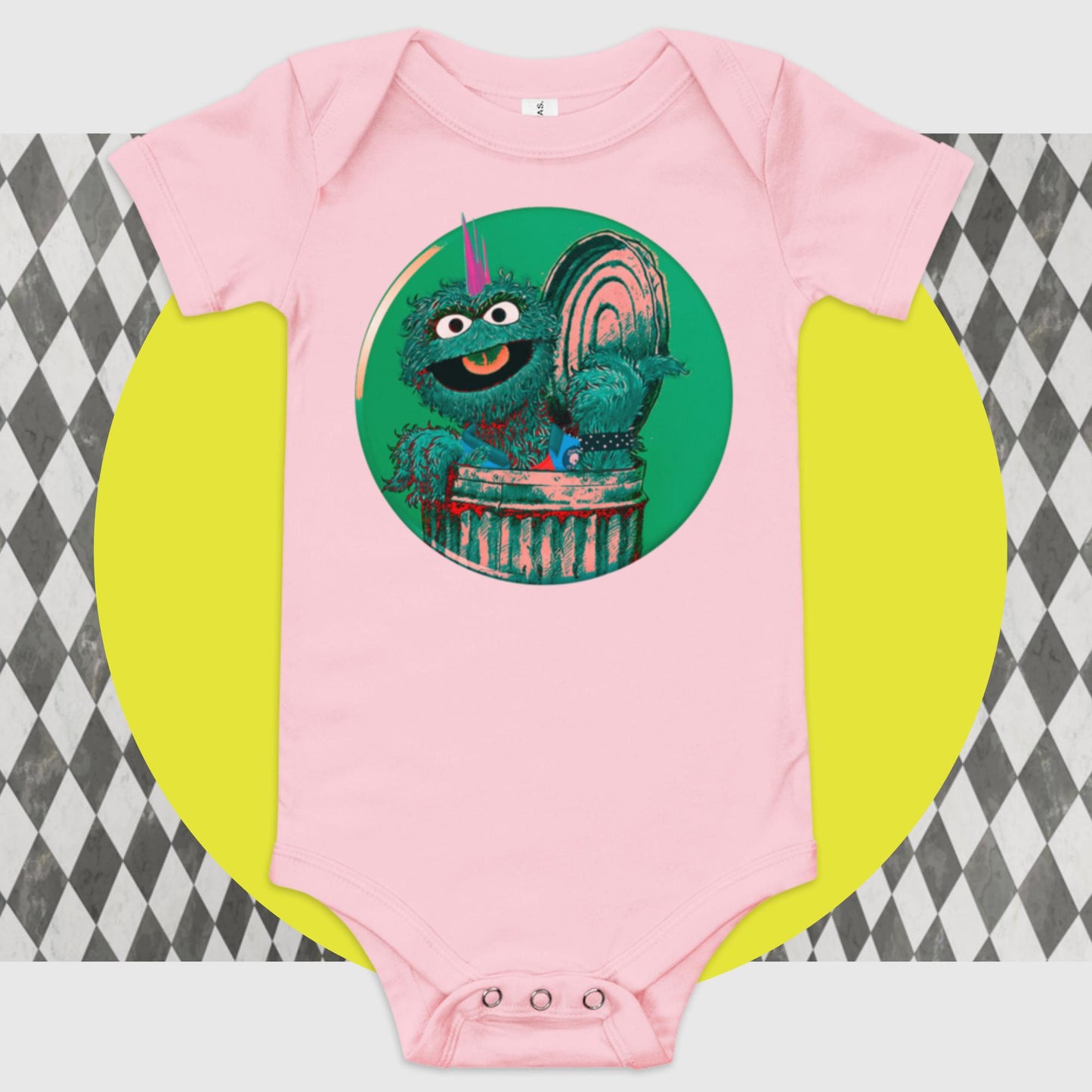 Oscar the Punk Poppa JoNo Creations baby short sleeve one piece