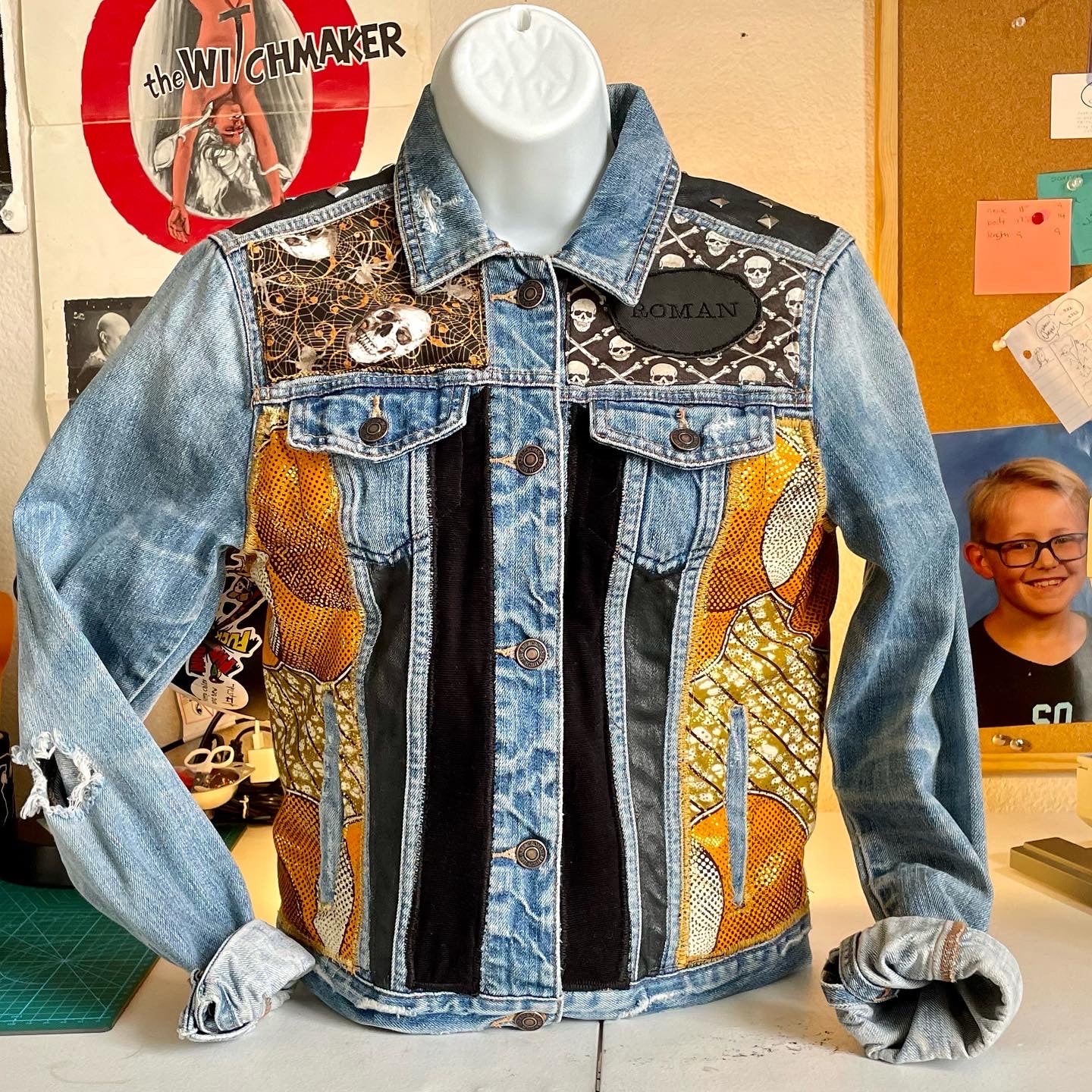 Custom Poppa JoNo Creations Commissioned Denim Jacket Strength