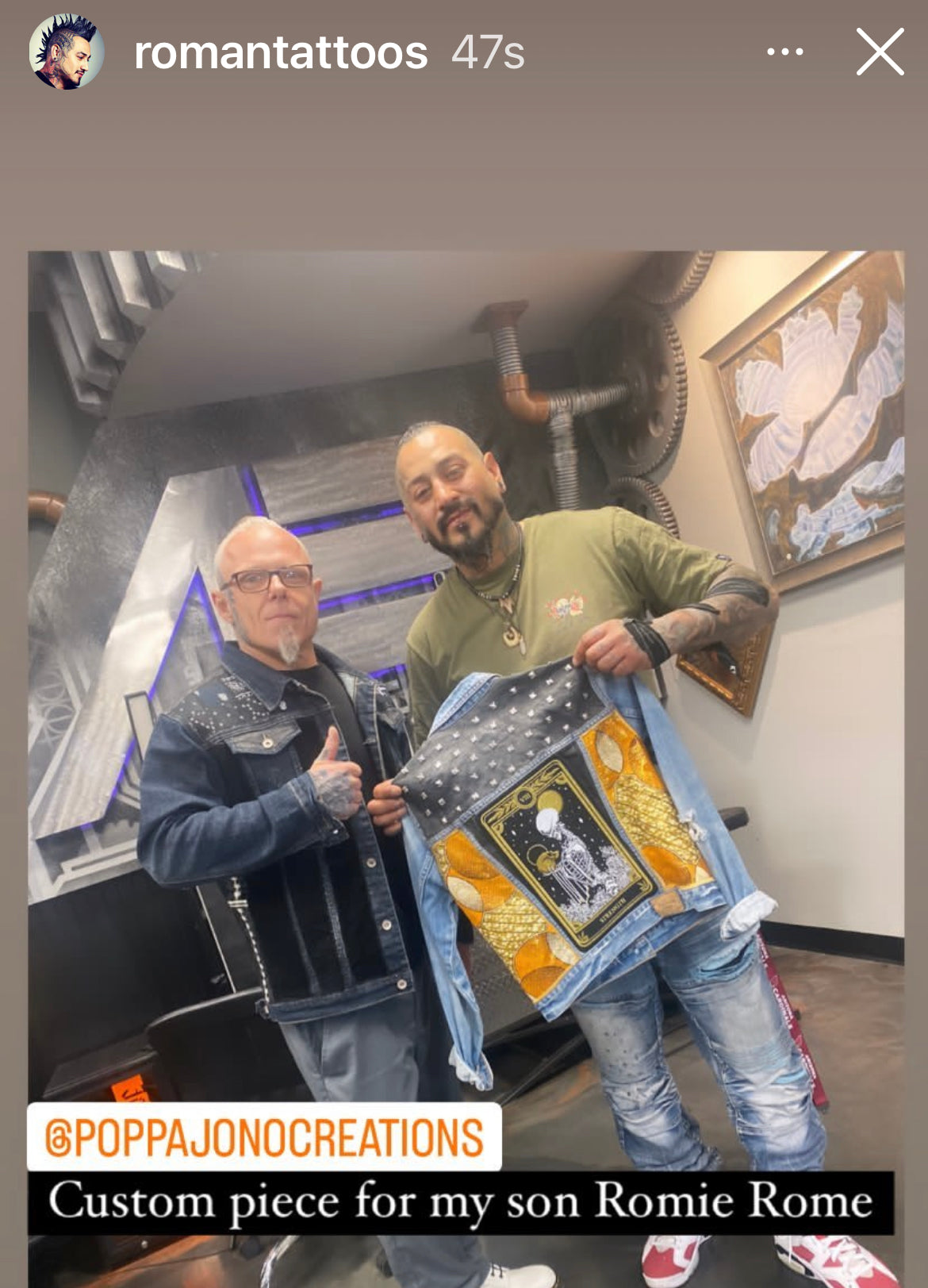 Custom Poppa JoNo Creations Commissioned Denim Jacket Strength