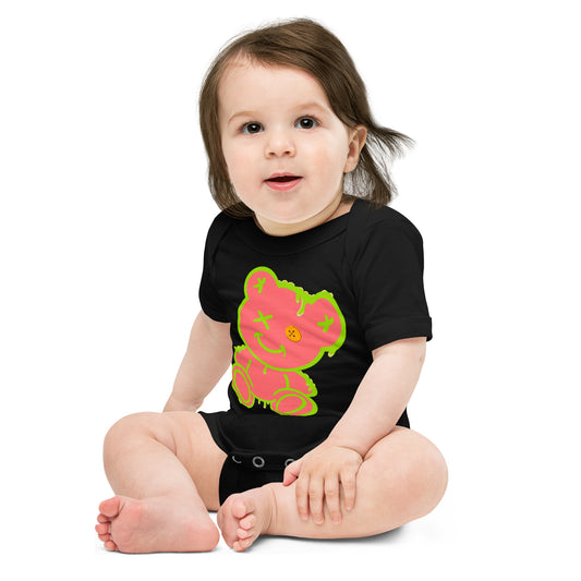 Guy w/ a Botton-Eye baby short sleeve one piece