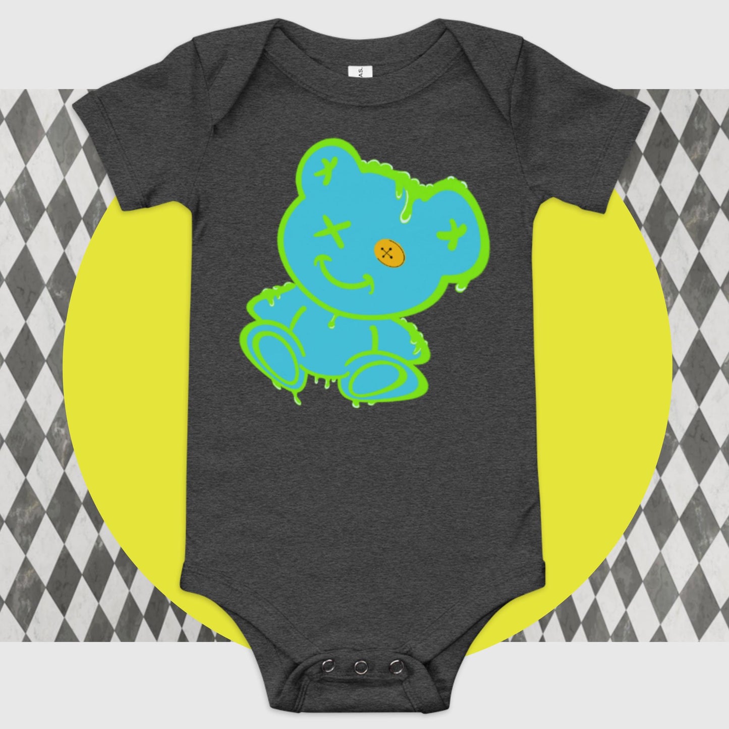 Guy w/ a Button-Eye baby short sleeve one piece